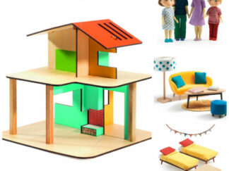Domeček pro panenky - můj malý dům - set s rodinkou. obývákem a dětským pokojem