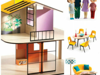 Domeček pro panenky - barevný domek - set s nábytkem a rodinou Gasparda a Romy