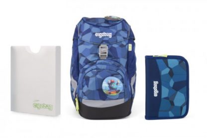Školní set Ergobag prime Blue Stones 2019 - batoh + penál + desky