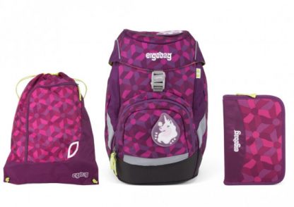Školní set Ergobag prime fialový - batoh + penál + sportovní pytel