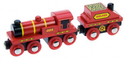 Bigjigs - Červená lokomotiva s tendrem